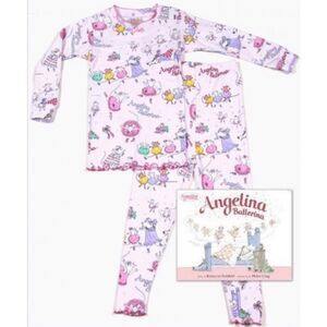 Books to Bed Angelina Ballerina Girls Pajama Set Cotton Pink Sz 3T NEW